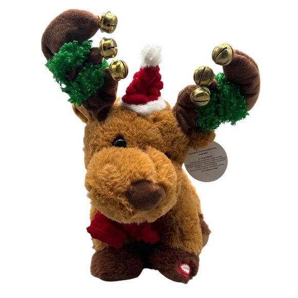 Goffa Animated Reindeer Plush Toy Bells Santa Hat Christmas jingle bells READ - Picture 1 of 6